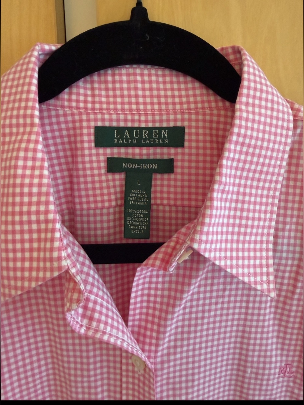 Lauren Ralph Lauren Pink Gingham Cotton Shirt L